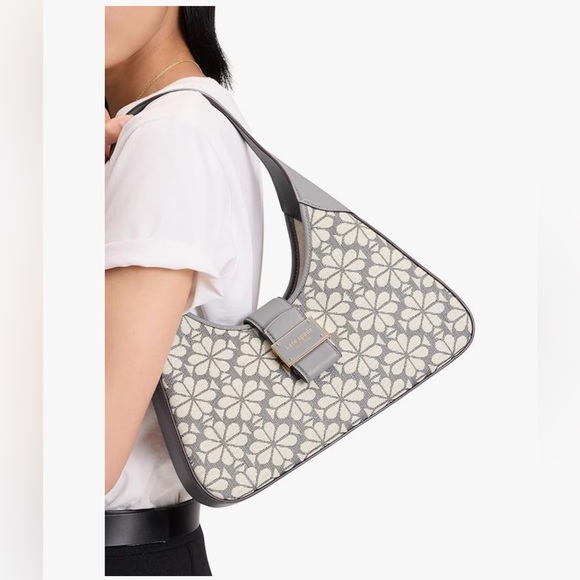 Kate Spade Cream and Gray Floral Shoulder Bag NWT - Picture 6 of 8